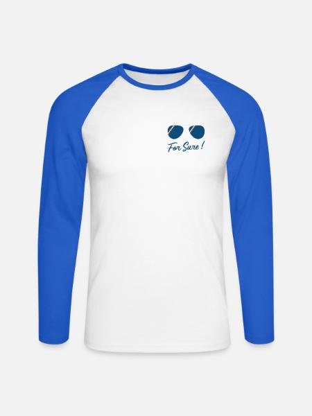 Sicher - Unisex Baseballshirt langarm - Weiß/Royalblau