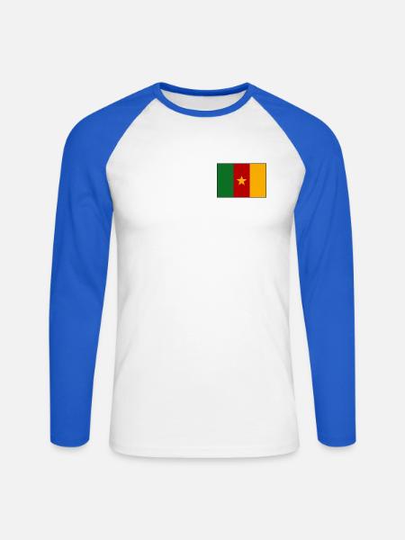 Kamerun Flagge - Unisex Baseballshirt langarm - Weiß/Royalblau