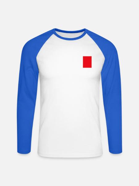 Rot-Weiß Farbfeld Block - Unisex Baseballshirt langarm - Weiß/Royalblau