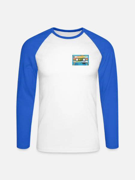 Kassette mit Favorites - Unisex Baseballshirt langarm - Weiß/Royalblau