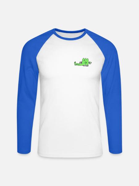 Emberon, der Drache - Unisex Baseballshirt langarm - Weiß/Royalblau