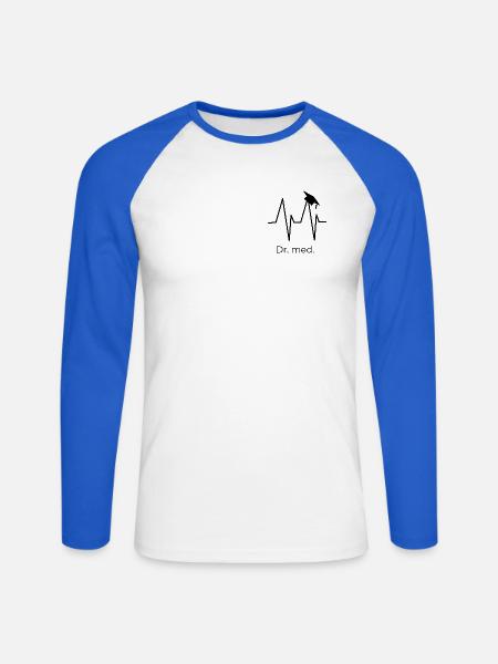 Dr. med. Herzschlag - Unisex Baseballshirt langarm - Weiß/Royalblau