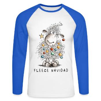Fleece Navidad Christmas Sheep Cartoon Sheep - Unisex Long Sleeve Baseball T-Shirt - white/royal blue - Front - Nik (191cm)