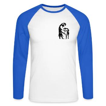 Abstract Figures Hug Creative - Unisex Long Sleeve Baseball T-Shirt - white/royal blue - Front - Nik (191cm)
