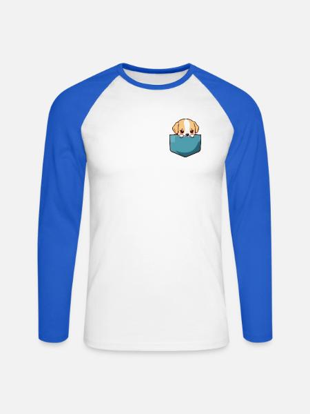 Süßer Hund - Unisex Baseballshirt langarm - Weiß/Royalblau