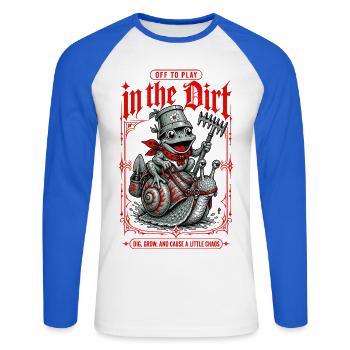 Le jardinage urbain dans la terre Cultivez votre propre vie - T-shirt baseball manches longues Homme - blanc/bleu royal - Devant - Nik (191cm)