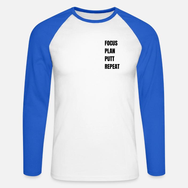 Golf Focus Plan Putt Repeat - Unisex Baseballshirt langarm - Weiß/Royalblau