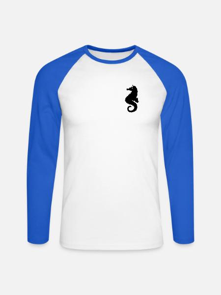 Seepferdchen - Unisex Baseballshirt langarm - Weiß/Royalblau