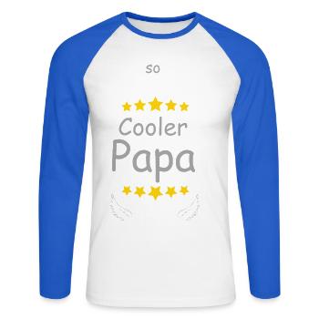 Cooler Papa mit Sternenflügeln - Unisex Baseballshirt langarm - Weiß/Royalblau - Vorne - Nik (191cm)