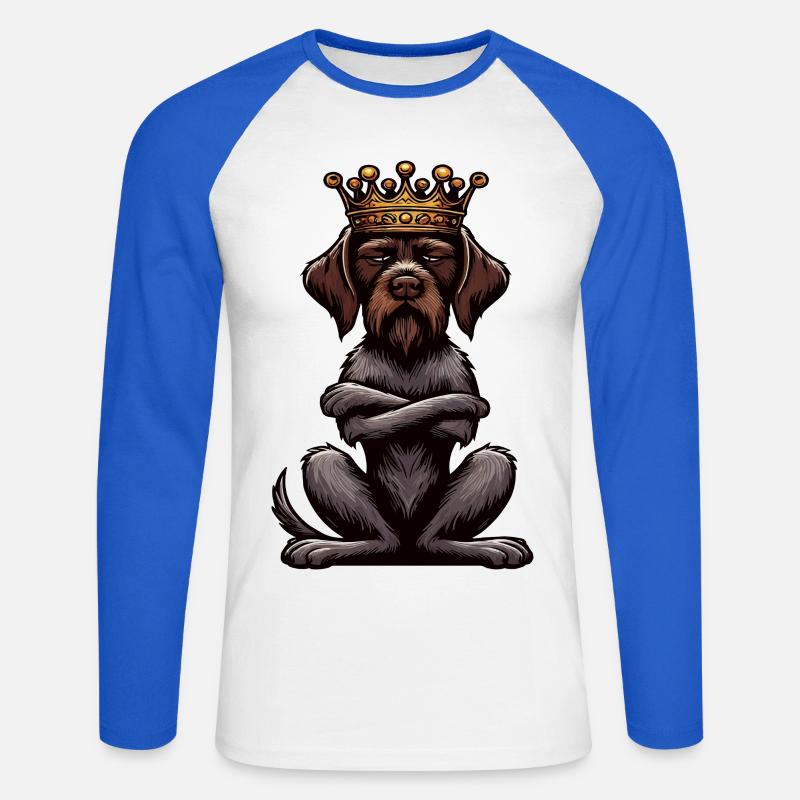 Deutsch Drahthaar Deutsch-Drahthaar Besitzer - Unisex Baseballshirt langarm - Weiß/Royalblau