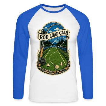 ROD LOAD CALM - Unisex Long Sleeve Baseball T-Shirt - white/royal blue - Front - Nik (191cm)