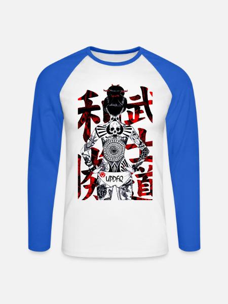 Tätowierte Frau - Unisex Baseballshirt langarm - Weiß/Royalblau