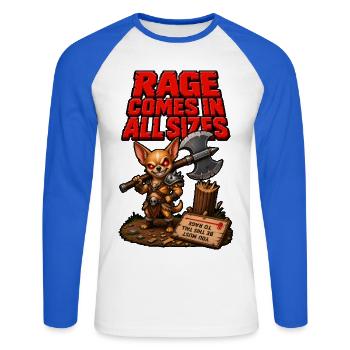 Rage Comes In All Sizes - Unisex Baseballshirt langarm - Weiß/Royalblau - Vorne - Nik (191cm)