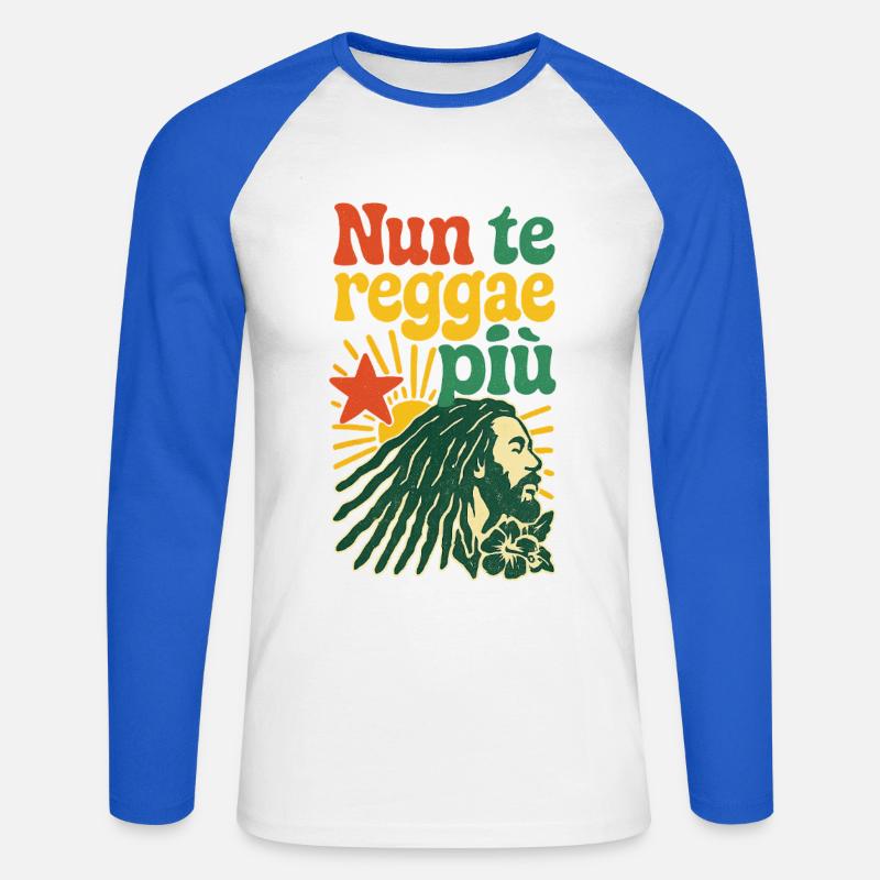 Rasta Reggae Design mit positiver Botschaft - Unisex Baseballshirt langarm - Weiß/Royalblau