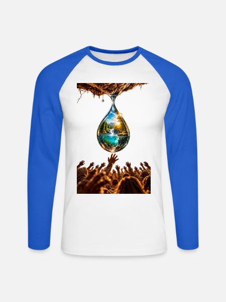 "The last drop" - Unisex Baseballshirt langarm - Weiß/Royalblau