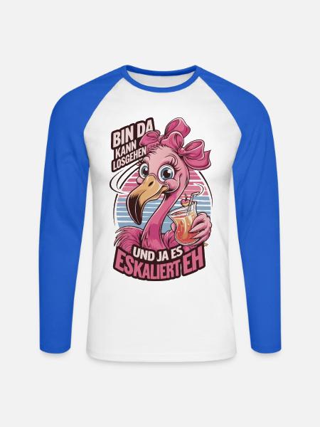 Party Flamingo Spruchmotiv mit Cocktail - Unisex Baseballshirt langarm - Weiß/Royalblau