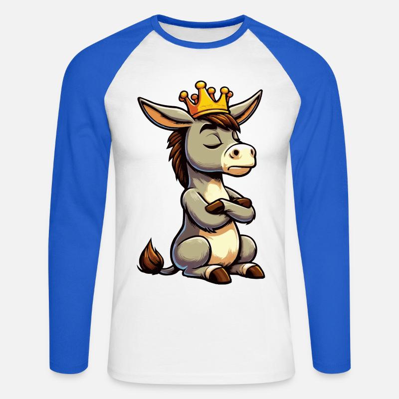 Esel Eselchen Eselhalter Muli Langohresel Muli - Unisex Baseballshirt langarm - Weiß/Royalblau