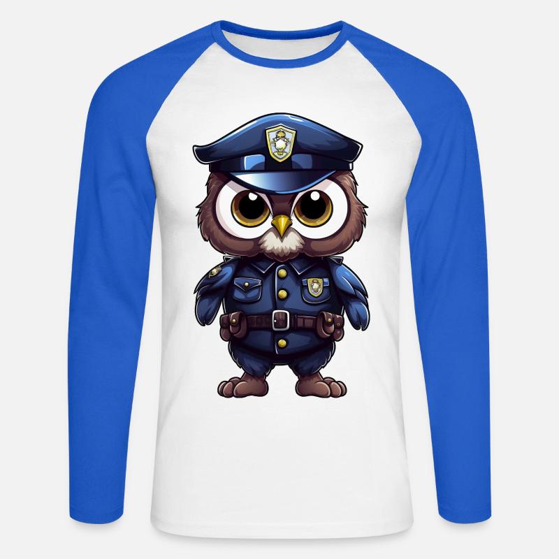 Polizei Eule - Unisex Baseballshirt langarm - Weiß/Royalblau