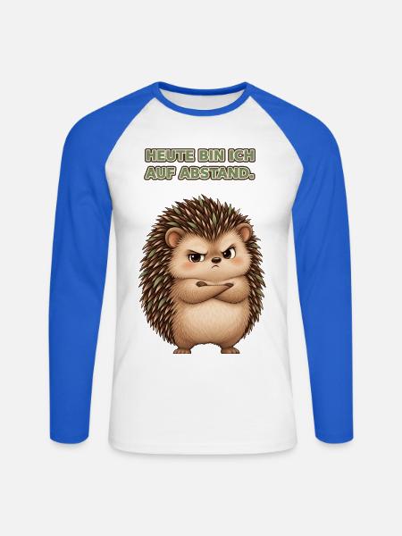 Igel auf Abstand - Unisex Baseballshirt langarm - Weiß/Royalblau