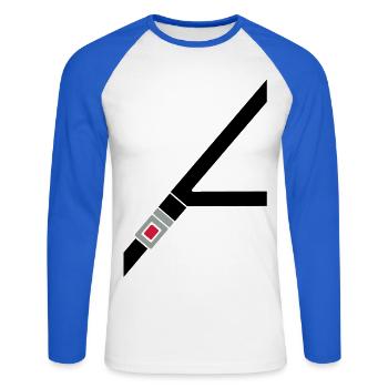 ceinture de sécurité - T-shirt baseball manches longues Homme - blanc/bleu royal - Devant - Nik (191cm)