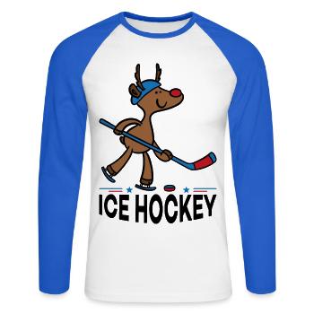 Lustige Geschenke für Kinder und Eishockey Spieler - Unisex Baseballshirt langarm - Weiß/Royalblau - Vorne - Nik (191cm)
