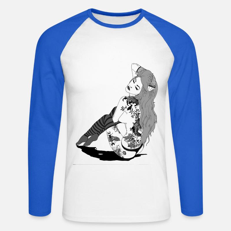 882EB5CC 391F 4E34 A595 06EB4ADAD40E - Unisex Baseballshirt langarm - Weiß/Royalblau