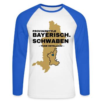 Swabia | OSTALLGÄU - Unisex Long Sleeve Baseball T-Shirt - white/royal blue - Front - Nik (191cm)