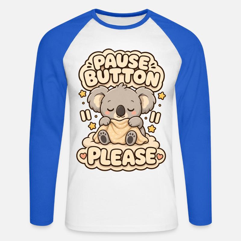 Pause Button Please Koala - Unisex Baseballshirt langarm - Weiß/Royalblau