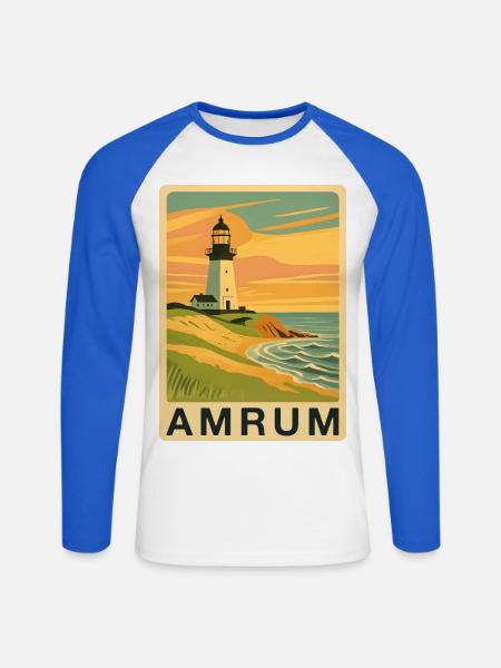 Amrum - Unisex Baseballshirt langarm - Weiß/Royalblau