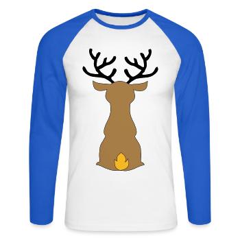 Noël - T-shirt baseball manches longues Homme - blanc/bleu royal - Devant - Nik (191cm)