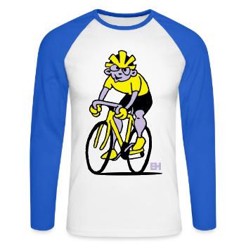 Cyclist - Cycling - Unisex Long Sleeve Baseball T-Shirt - white/royal blue - Front - Nik (191cm)