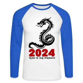 2024 - Unisex Long Sleeve Baseball T-Shirt - white/royal blue - Front - Nik (191cm)