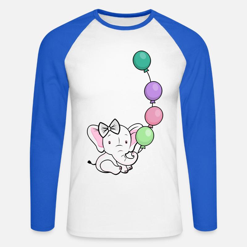 Ballonelefant mit Bogen - Unisex Baseballshirt langarm - Weiß/Royalblau