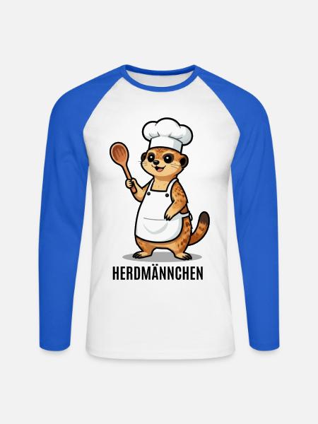 Herdmännchen Koch Gastronomie Beikoch Lustig - Unisex Baseballshirt langarm - Weiß/Royalblau