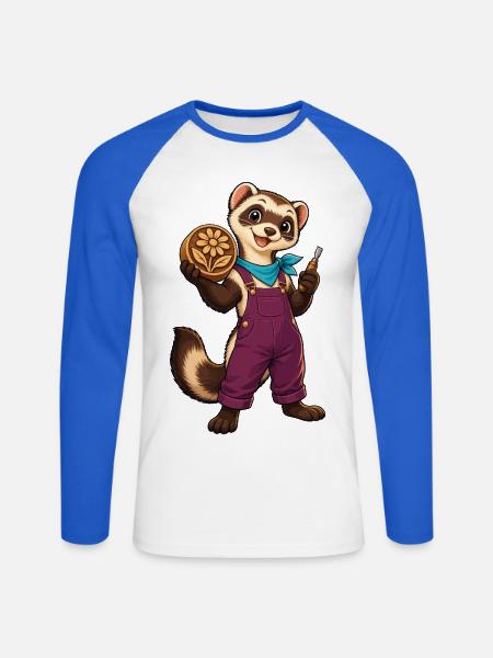 Pfotenwerkstatt Blütenholz - Unisex Baseballshirt langarm - Weiß/Royalblau