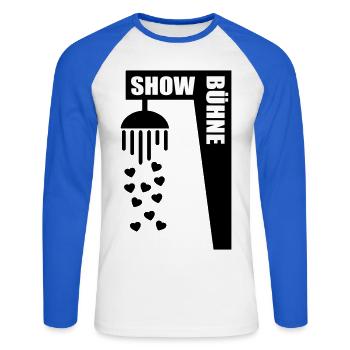 Chor Bühne Duschen - Unisex Baseballshirt langarm - Weiß/Royalblau - Vorne - Nik (191cm)