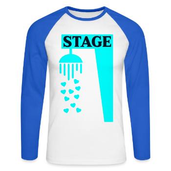 Bühnenduschgesang - Unisex Baseballshirt langarm - Weiß/Royalblau - Vorne - Nik (191cm)