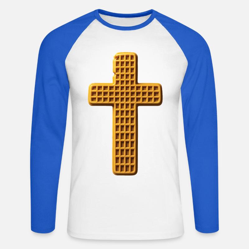 GAUFRUCIX - Belgio - Maglia da baseball a manica lunga da uomo - bianco/blu royal