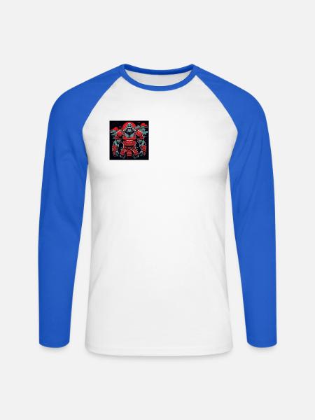 Primal Ronin – Der Samurai-Gorilla - Unisex Baseballshirt langarm - Weiß/Royalblau