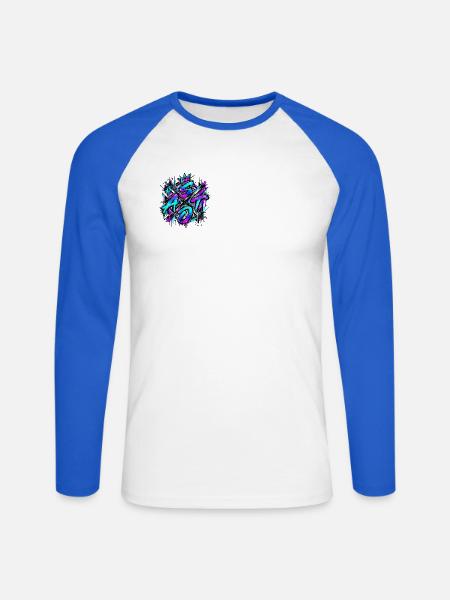 SATO – Street Art Edition 🎨🔥 - Unisex Baseballshirt langarm - Weiß/Royalblau