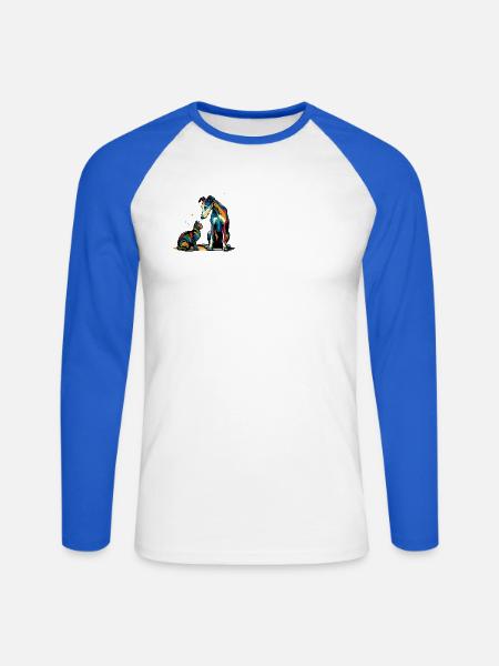 Beste Freunde Farbenfrohe Begegnung - Unisex Baseballshirt langarm - Weiß/Royalblau