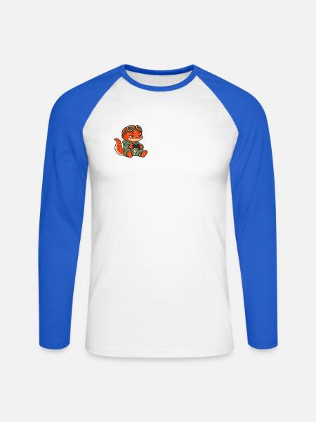 Schläfriger Gamer Salamander - Unisex Baseballshirt langarm - Weiß/Royalblau