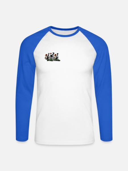 Galgos & Sonnenblumen im Garten - Unisex Baseballshirt langarm - Weiß/Royalblau