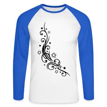 Tribal Tattoo ornament with stars. - Unisex Long Sleeve Baseball T-Shirt - white/royal blue - Front - Nik (191cm)