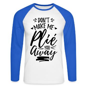 Ne me fais pas t’éloigner - T-shirt baseball manches longues Homme - blanc/bleu royal - Devant - Nik (191cm)
