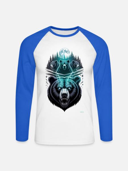 Lightning Bear Wildladungsdesign. - Unisex Baseballshirt langarm - Weiß/Royalblau