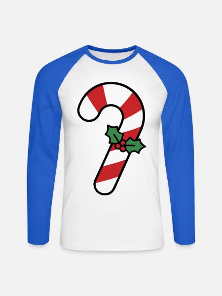 Zuckerstangen-Weihnachtssüßigkeiten - Unisex Baseballshirt langarm - Weiß/Royalblau