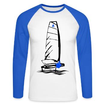 Foiling Moth Segelboot Foilsegeln Segeljolle Motte - Unisex Baseballshirt langarm - Weiß/Royalblau - Vorne - Nik (191cm)