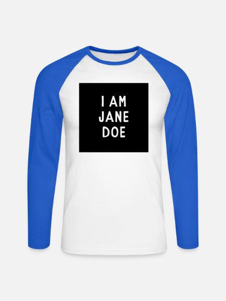 ICH BIN JANE DOE - Unisex Baseballshirt langarm - Weiß/Royalblau