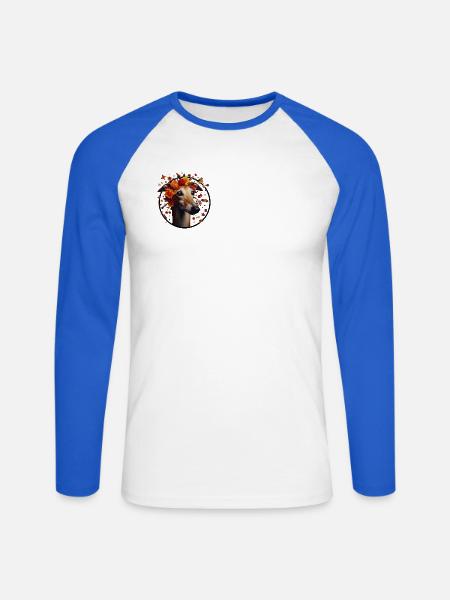 Galgo mit Blumenkranz - Unisex Baseballshirt langarm - Weiß/Royalblau